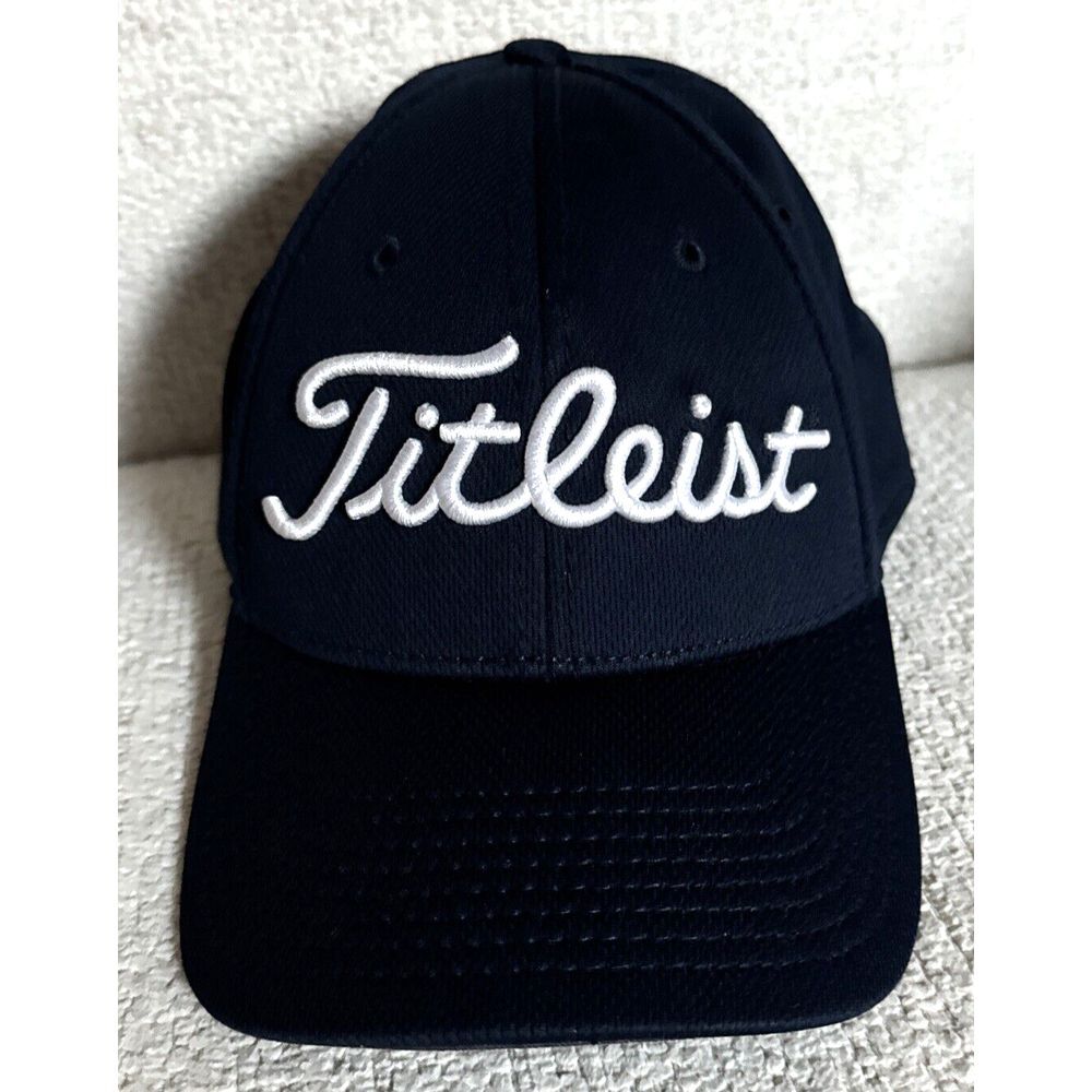 New Era Titleist Golf Mesh Flex Fitted L/XL Hat Cap Blue Company Logo